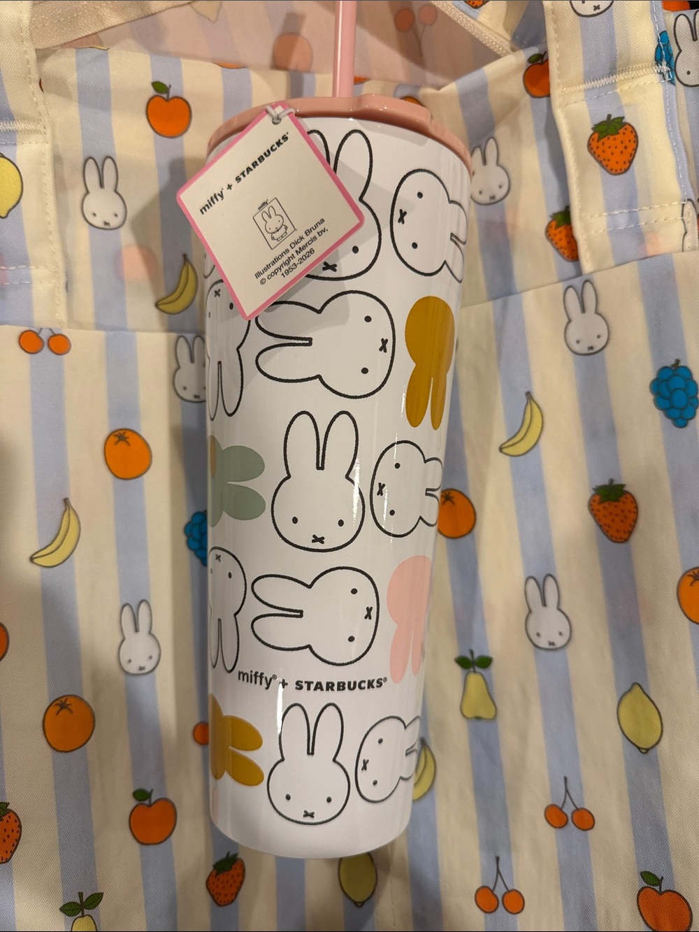 Starbucks Miffy White Tumbler with Pink Lid and Pastel Accents
